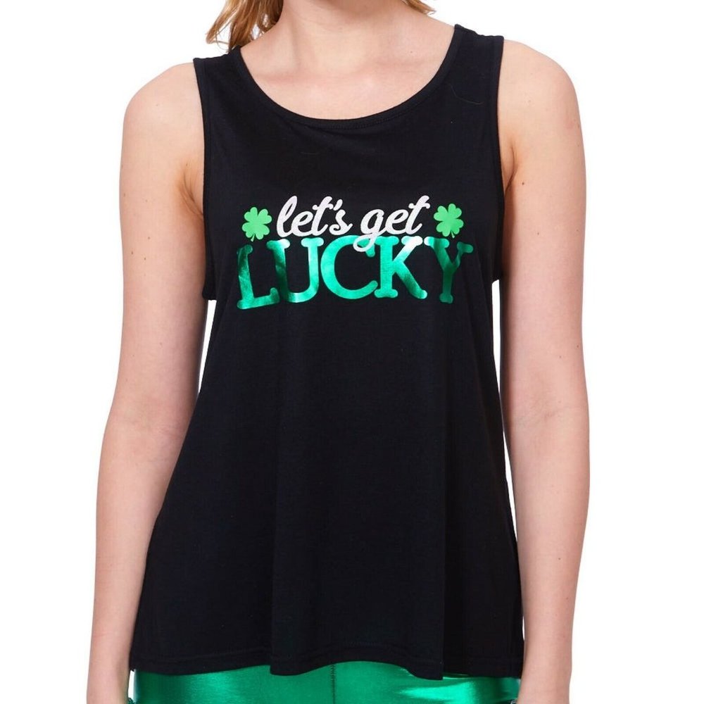 St. Patrick's Day LET'S GET LUCKY Women's Tank Top Juniors One Size New